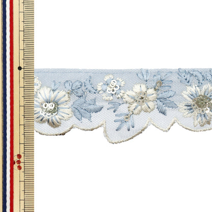 [Quantity starting from 5] HandicraftsTrim "2022 Indian embroidery trim Blue x Blue 45171E"
