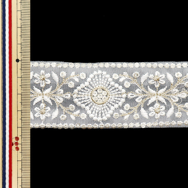 [Quantity starting from 5] HandicraftsTrim "2023 Indian embroidery trim White x White 371B"