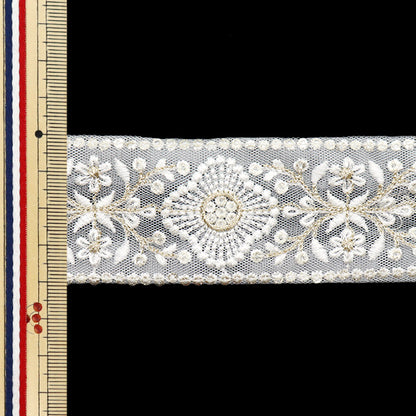 [Quantity starting from 5] HandicraftsTrim "2023 Indian embroidery trim White x White 371B"