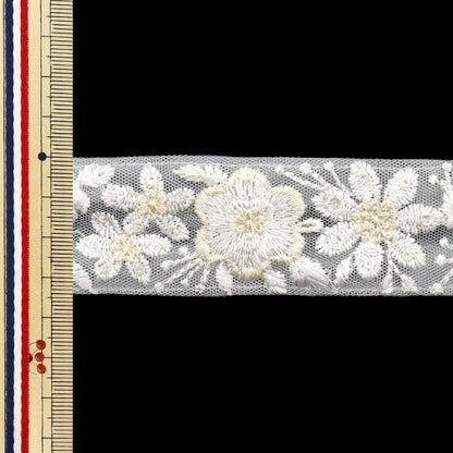 [Quantity starting from 5] HandicraftsTrim "2023 Indian embroidery trim White x White 426F"