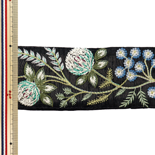 [5부터 시작하는 수량] 수예브레이드 "2023 인도 자수 브레이드 블랙 x 블루 777#1"