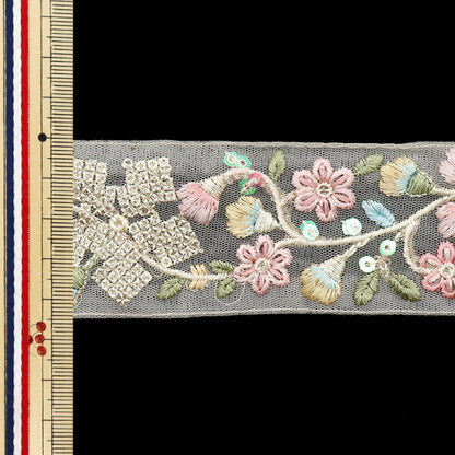 [5부터 시작하는 수량] 수예브레이드 "2024 SS 인도자수브레이드 크림 X 핑크 3316#3"