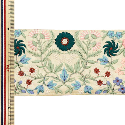 [Cantidad a partir de 5] artesaníasRibete "2023 aw bordado indioRibete Beige x verde 3444o"