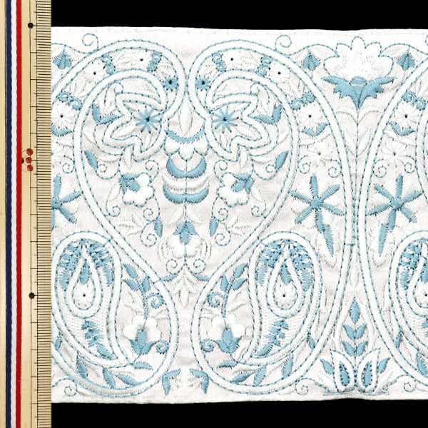 [Cantidad a partir de 5] artesaníasRibete "2023 Ribete bordado indio Blanco x azul 3853b"