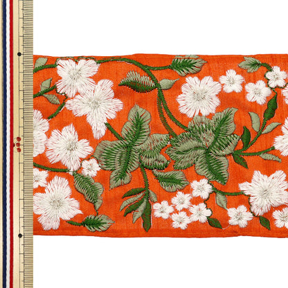 [Cantidad a partir de 5] artesaníasRibete "2024 Ribete bordado indio Orange X White M-362a"