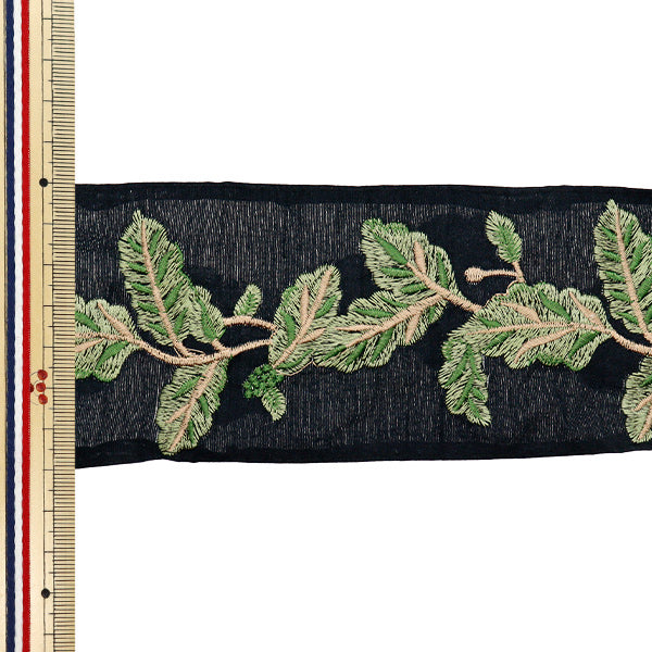 [Cantidad a partir de 5] artesaníasRibete "2024 Ribete bordado indio Black X Green M-364a"