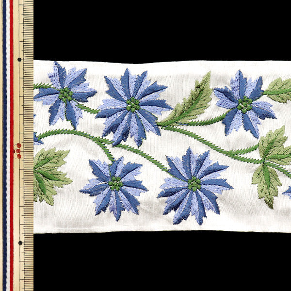 [Cantidad a partir de 5] artesaníasRibete "2024 Ribete bordado indio White X Blue M-369a"