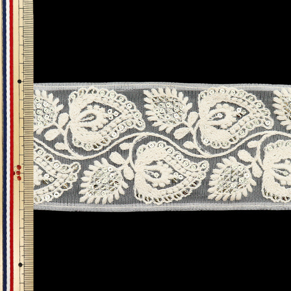 [Cantidad a partir de 5] artesaníasRibete "2024 Ribete bordado indio White X White M-374b"