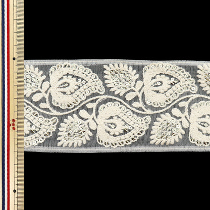 [Cantidad a partir de 5] artesaníasRibete "2024 Ribete bordado indio White X White M-374b"