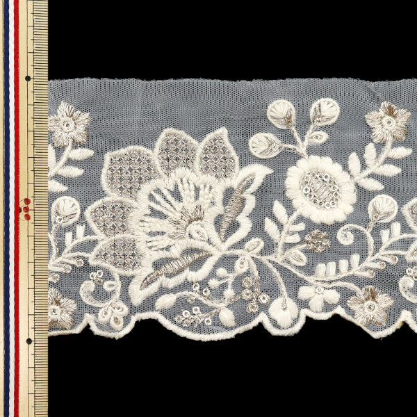 [Cantidad a partir de 5] artesaníasRibete "2024 Ribete bordado indio White X White M-737"