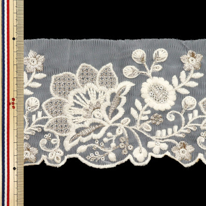 [Cantidad a partir de 5] artesaníasRibete "2024 Ribete bordado indio White X White M-737"