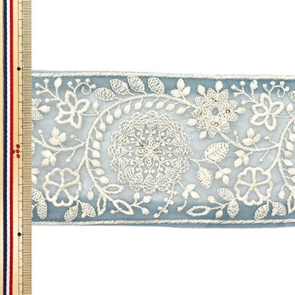 【数量5から】 手芸ブレード 『2022 インド刺繍ブレード ブルー×ホワイト 089D』