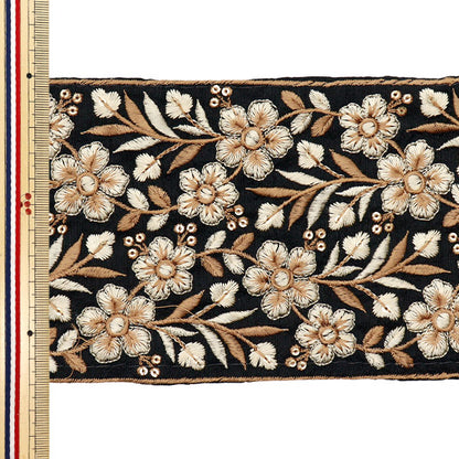 [5부터 시작하는 수량] 수예브레이드 "2022 인도 자수 브레이드 Black X Beige 113C"