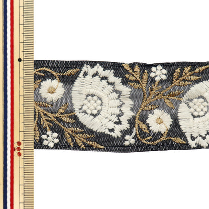 [Количество, начиная с 5] ремесленные изделияОтделка "2022 Отделка для индийской вышивки Черный x крем 44226b"