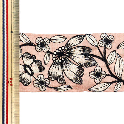 [5부터 시작하는 수량] 수예브레이드 "2022 인도 자수 브레이드 핑크 X 크림 44374G"