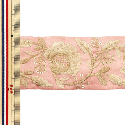[Quantité à partir de 5] artisanatGarniture "2022 Garniture de broderie indienne Rose x or 44655d"