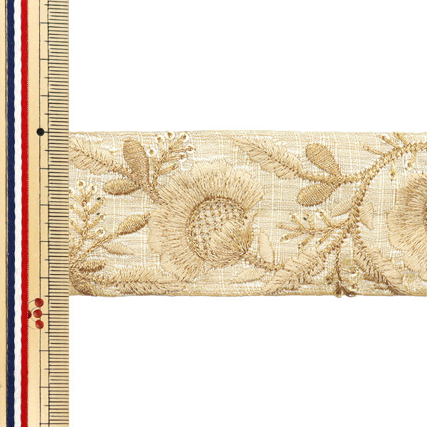 [Quantity starting from 5] HandicraftsTrim "2022 Indian embroidery trim Beige x Beige 44655G"