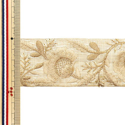 [Quantity starting from 5] HandicraftsTrim "2022 Indian embroidery trim Beige x Beige 44655G"