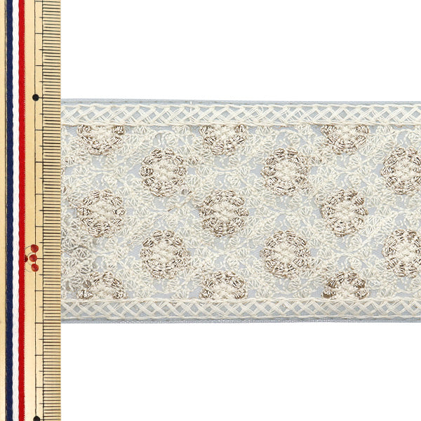 [Quantity starting from 5] HandicraftsTrim "2022 Indian embroidery trim Blue x Beige 44887A"