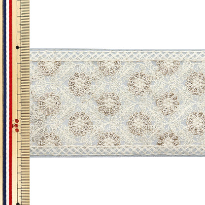 [Quantity starting from 5] HandicraftsTrim "2022 Indian embroidery trim Blue x Beige 44887A"