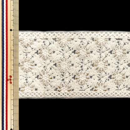 [Menge ab 5] KunsthandwerkBesätze "2022 Indischer Stickereibesatz Beige x Beige 44887c"