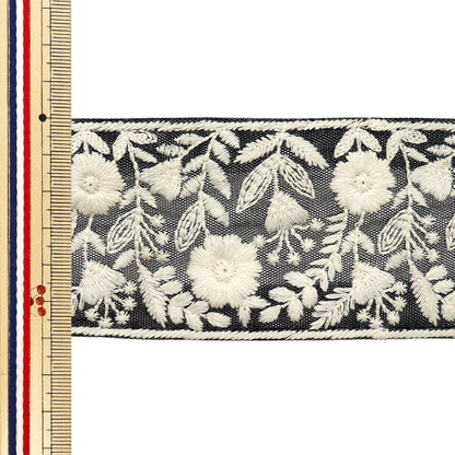 [Количество, начиная с 5] ремесленные изделияОтделка "2022 Отделка для индийской вышивки Черный x белый 45352a"