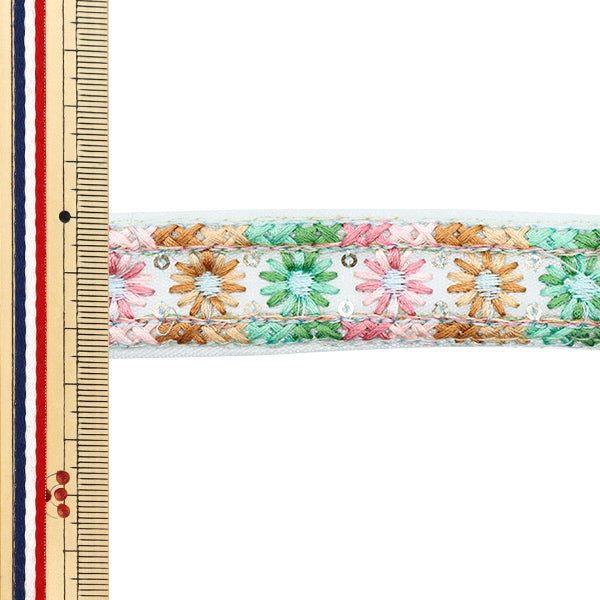 [Menge ab 5] KunsthandwerkBesätze "2025 Indischer Stickereibesatz Grün x grün 47912a"