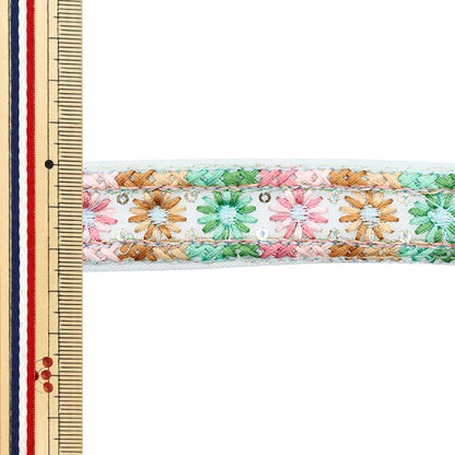 [Menge ab 5] KunsthandwerkBesätze "2025 Indischer Stickereibesatz Grün x grün 47912a"