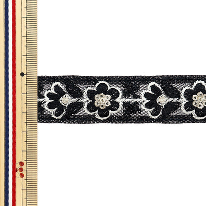 [Menge ab 5] KunsthandwerkBesätze "2024 Indischer Stickereibesatz Schwarz x schwarz 795f"