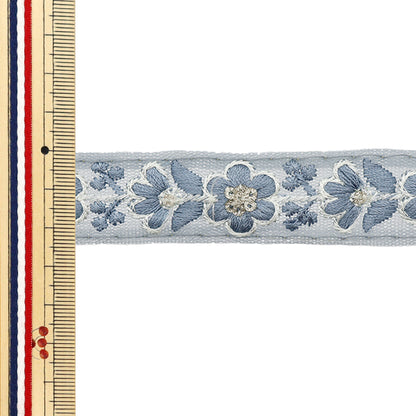 [Quantity starting from 5] HandicraftsTrim "2024 Indian embroidery trim Gray x Gray 795M"