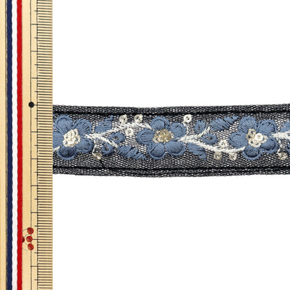 【数量5から】 手芸ブレード 『2024 インド刺繍ブレード ブラック×グレー 796H』