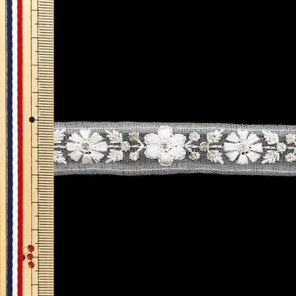 【数量5から】 手芸ブレード 『2024 インド刺繍ブレード ホワイト×ホワイト 799H』