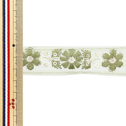 【数量5から】 手芸ブレード 『2024 インド刺繍ブレード グリーン×グリーン 799R』