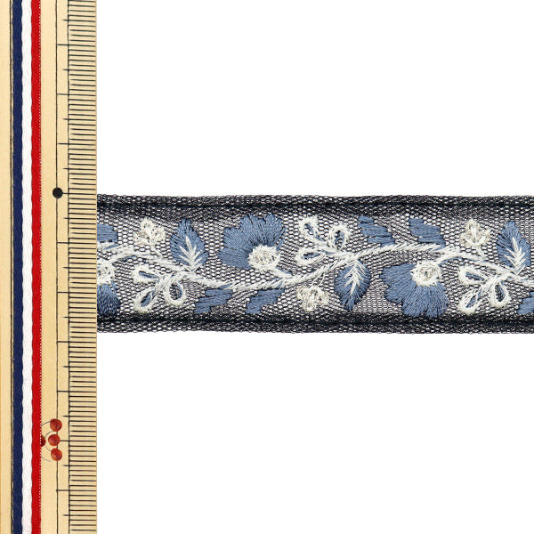 【数量5から】 手芸ブレード 『2024 インド刺繍ブレード ブラック×グレー 802O』