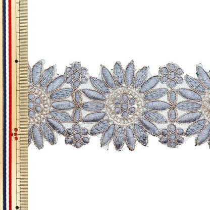 [Количество, начиная с 5] ремесленные изделияОтделка "2023 Отделка для индийской вышивки Синий серый x бежевый m-39c"