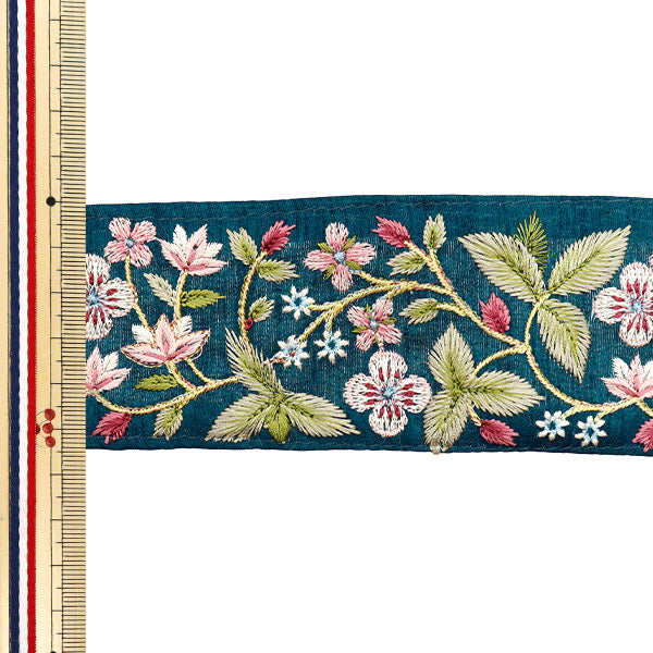 [Menge ab 5] KunsthandwerkBesätze "2024 Indischer Stickereibesatz Blau x Grün M-270b"