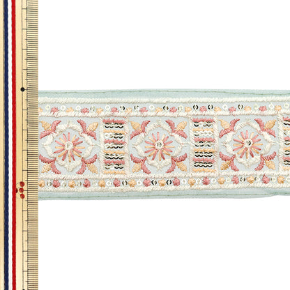 [Количество, начиная с 5] ремесленные изделияОтделка "2024 Отделка для индийской вышивки Зеленый х розовый M-372J"