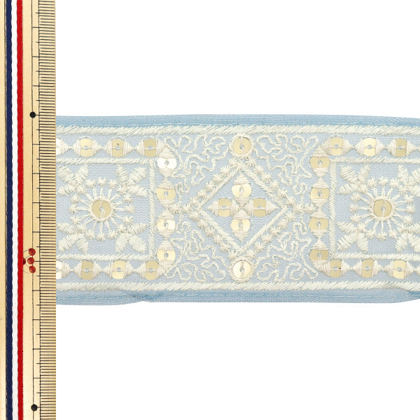 [Количество, начиная с 5] ремесленные изделияОтделка "2024 Отделка для индийской вышивки Синий x белый m-383c"