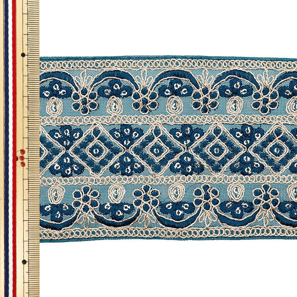 [Cantidad a partir de 5] artesaníasRibete "2024 Ribete bordado indio Azul verde x azul M-400#7"