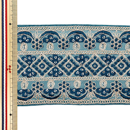 [Cantidad a partir de 5] artesaníasRibete "2024 Ribete bordado indio Azul verde x azul M-400#7"