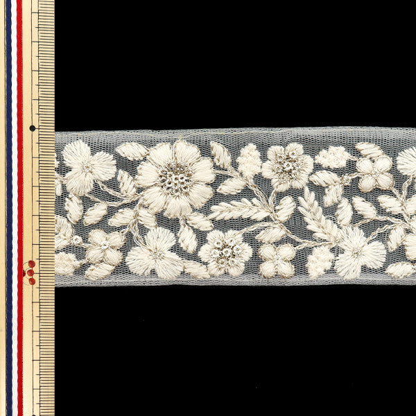 [Cantidad a partir de 5] artesaníasRibete "2024 Ribete bordado indio Blanco x blanco M-452B"