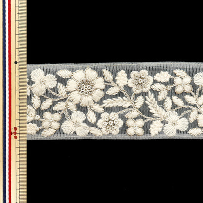 [Cantidad a partir de 5] artesaníasRibete "2024 Ribete bordado indio Blanco x blanco M-452B"