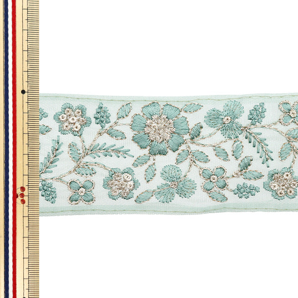 [Menge ab 5] KunsthandwerkBesätze "2024 Indischer Stickereibesatz Grün x grün m-452c"