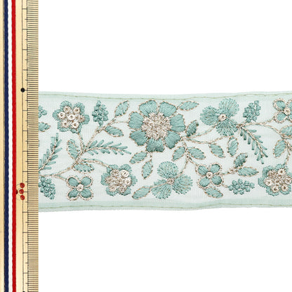 [Menge ab 5] KunsthandwerkBesätze "2024 Indischer Stickereibesatz Grün x grün m-452c"