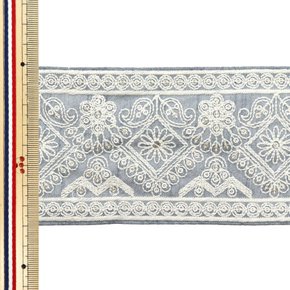 [Количество, начиная с 5] ремесленные изделияОтделка "2024 Отделка для индийской вышивки Синий серый x белый m-472d"