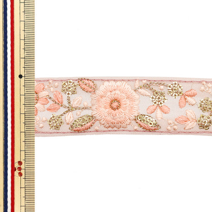 [Menge ab 5] KunsthandwerkBesätze "2024SS Indischer Stickereibesatz Pink X Pink 926a"