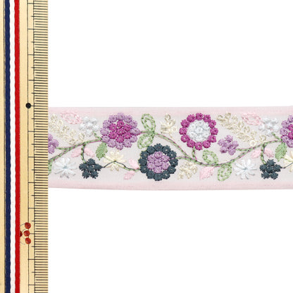 [Menge ab 5] KunsthandwerkBesätze "2024 Indischer Stickereibesatz Pink M-391b"