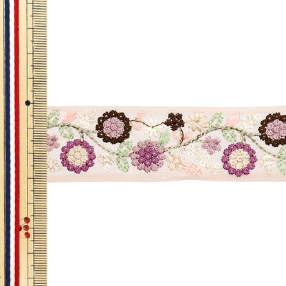 [Menge ab 5] KunsthandwerkBesätze "2024 Indischer Stickereibesatz Lachsrosa M-391f"