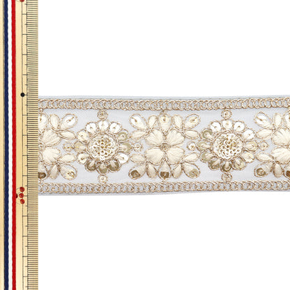 [Количество, начиная с 5] ремесленные изделияОтделка "2024 Отделка для индийской вышивки ブルーグレー × ホワイト M-411d"