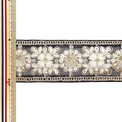 [Количество, начиная с 5] ремесленные изделияОтделка "2024 Отделка для индийской вышивки Черный x белый m-411f"